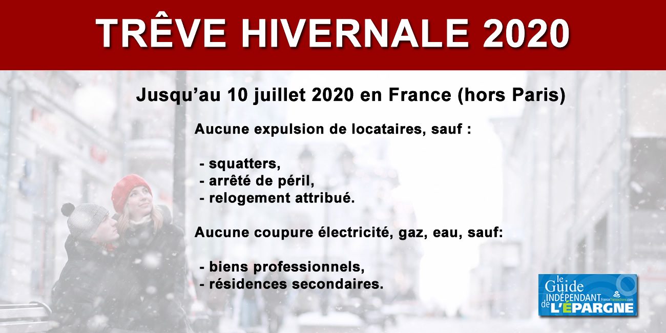 La trêve hivernale durera tout l'été 2020 sur Paris, repoussée à la fin de l'état d'urgence sanitaire ailleurs La trêve hivernale durera tout l'été 2020 sur Paris, repoussée à la fin de l'état d'urgence sanitaire ailleurs